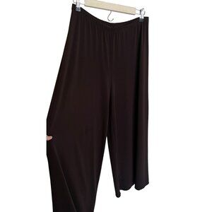 Studio 1940 Women’s Brown Wide-Leg Pants – Size L – Stretch Comfort, Elastic Wai